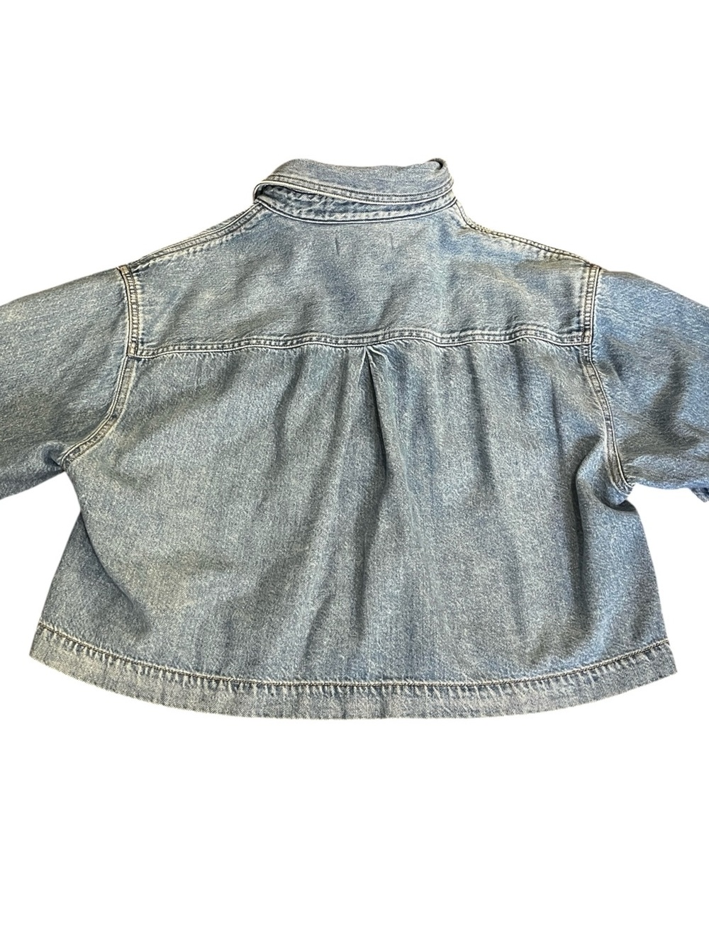 Madewell Boxy Cropped Denim Shirt Short Sleeve Hallstead Wash L Utility - Picture 10 of 11